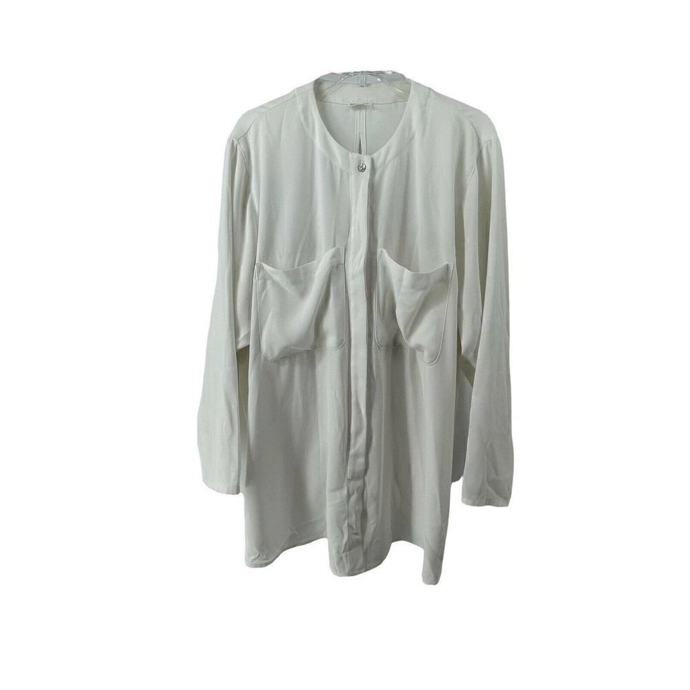 Shaina Mote Blouse White Oversized Button Down Twist Split Back Womens Size M
